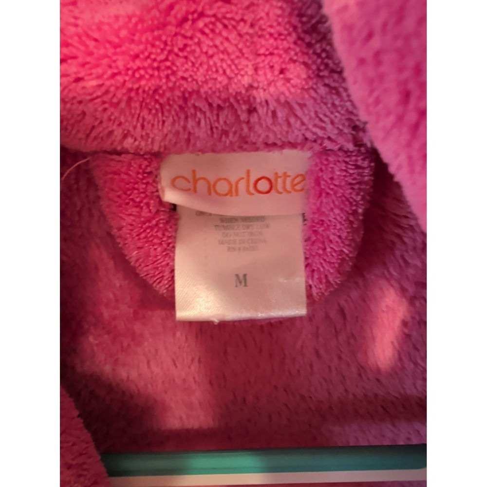 Charlotte Pink Plush Fleece Robe Womens Medium Soft Cozy Belted - Picture 3 of 4